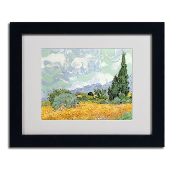 Trademark Fine Art 11 in. x 14 in. Wheatfield with Cypresses, 1889 Matted Framed Art