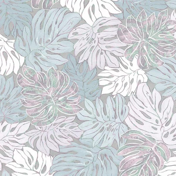 Walls Republic Bold Overlaying Jungle Leaves Lavender & Blue Paper Strippable Roll (Covers 57 sq. ft.)