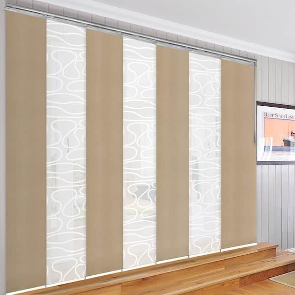 FINE FIXTURES Coastal Swirl 110 in. - 153 in. W x 94 in. L Adjustable 7- Panel White Single Rail Panel Track with 23.5 in. Slates