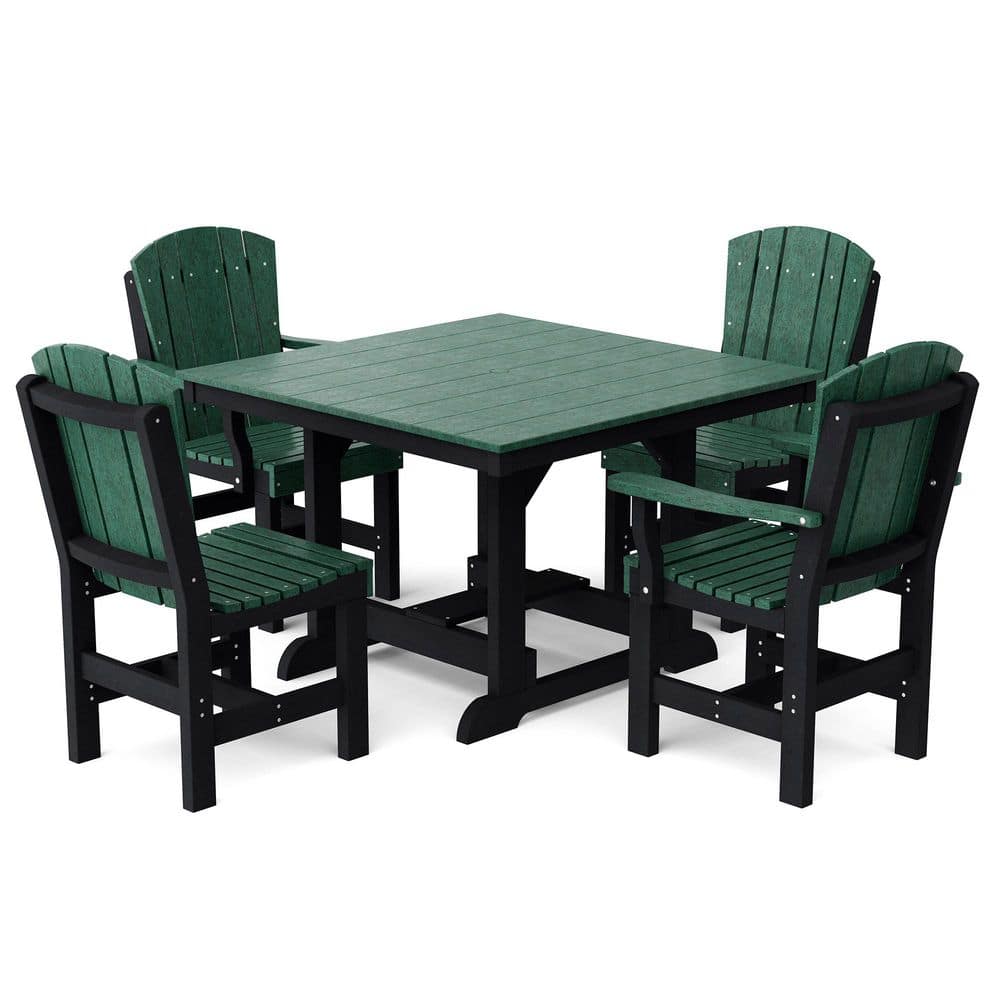 Heritage 5-Piece Turf Green and Black HDPE Plastic Outdoor Patio Dining Set price history on PriceWatchPro