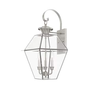 Westover 3 Light Brushed Nickel Outdoor Wall Sconce