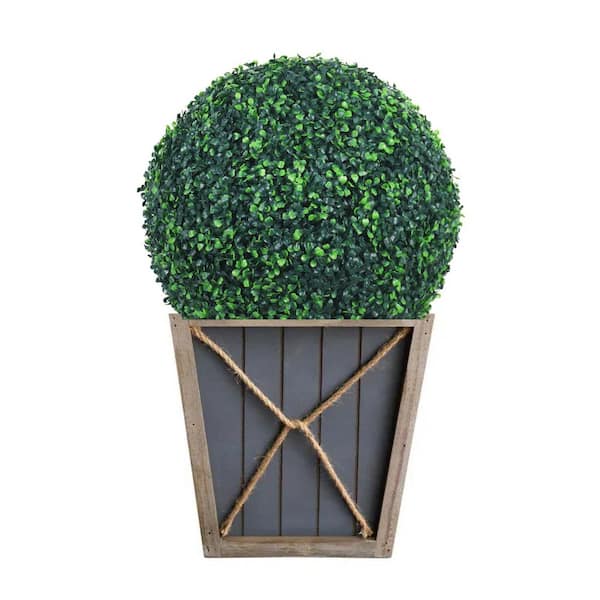 15 in. 1-Ball Green Artificial Boxwood Grass Ball Faux Boxwood Decorative Balls for Balcony Garden Wedding Home Decor