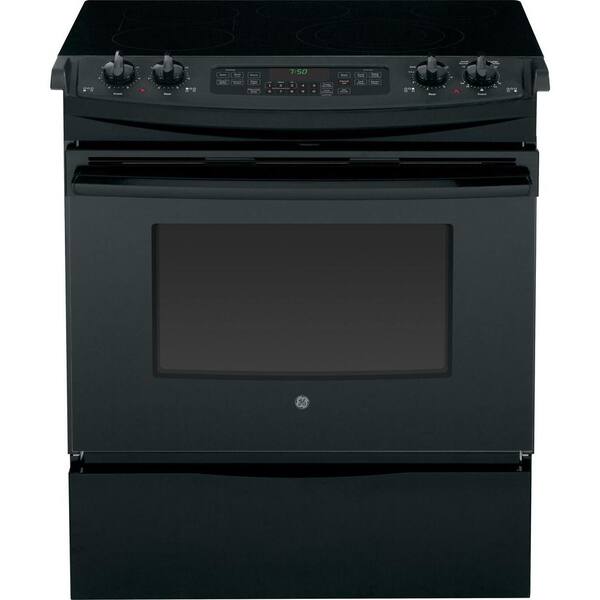GE 4.4 cu. ft. Slide-In Electric Range with Self-Cleaning Convection Oven in Black