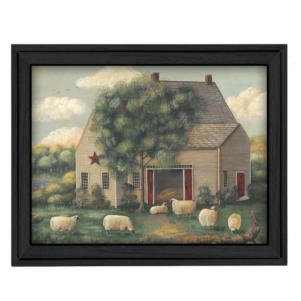 HomeRoots Charlie Wooly Sheep 1-Piece Framed Wall Art 15 in. x 19 in.