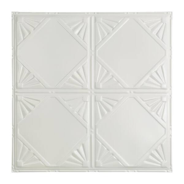 Great Lakes Tin Erie 2 ft. x 2 ft. Nail Up Tin Ceiling Tile in Matte White