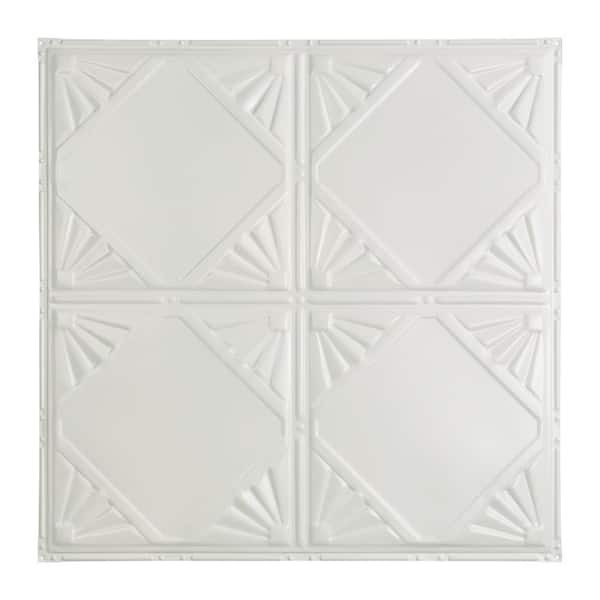 Great Lakes Tin Erie 2 ft. x 2 ft. Nail Up Metal Ceiling Tile in Matte White (Case of 5)