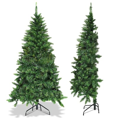 6 ft. LED Pre-lit Half PVC Artificial Christmas Tree with 8 Flash Modes 250-Lights