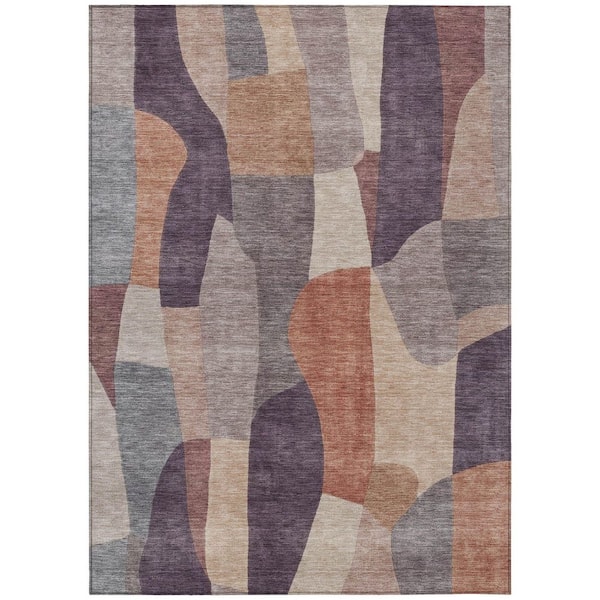 Chantille Machine Washable Indoor/Outdoor Abstract ACN2376 Plum 8 ft. x 10 ft. Area Rug
