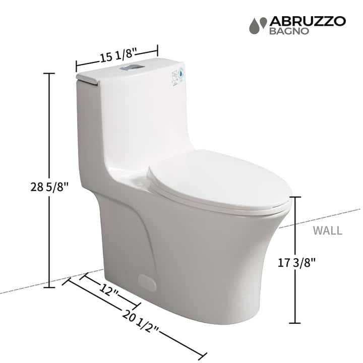 Glossy White Elongated Dual Flush One-Piece Toilet