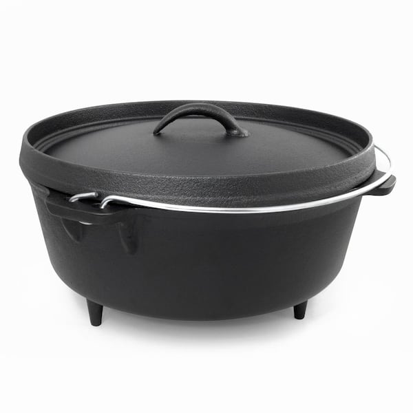 Lodge Dutch Oven & Iron Cover, Spiral Bail Handle, Black, 5 qt