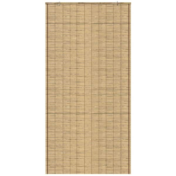 Oriental Furniture Burnt Bamboo Cordless Window Shade Tortoise 36 in. W x 72 in. L