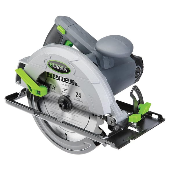 Genesis 13 Amp 7-1/4 in. Circular Saw with Metal Lower Guard, Spindle Lock, 24T Blade, Rip Guide and Blade Wrench