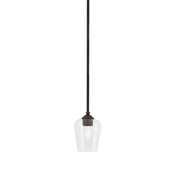 Unbranded Clevelend 100-Watt 1-Light Brown Pendant Mini Pendant Light with Clear Bubble Glass Shade and Light Bulb Not Included