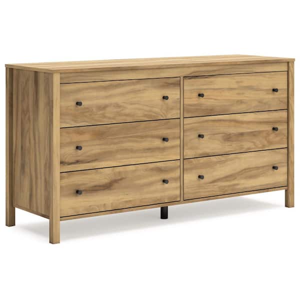 Signature DESIGN BY ASHLEY Bermacy Light Brown 6 Drawer 60.75 in. Dresser