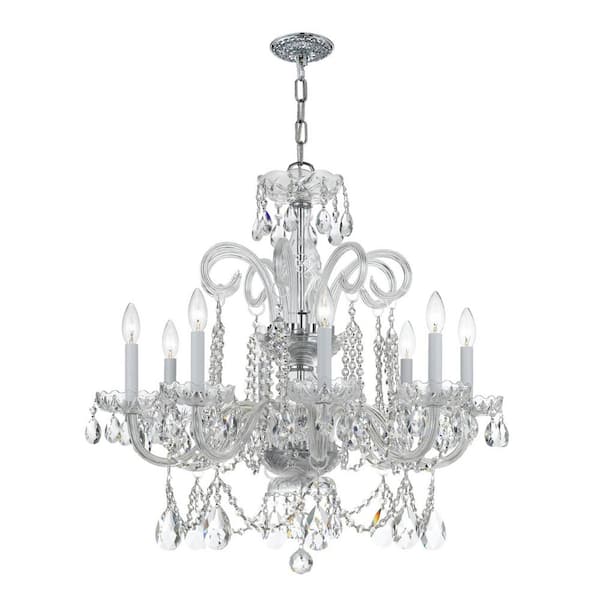 Traditional Crystal 8-Light Polished Chrome Crystal Chandelier