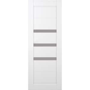 Rita 18 in. x 80 in. No Bore 3-Lite Frosted Glass Snow White Solid Wood Composite Interior Door Slab