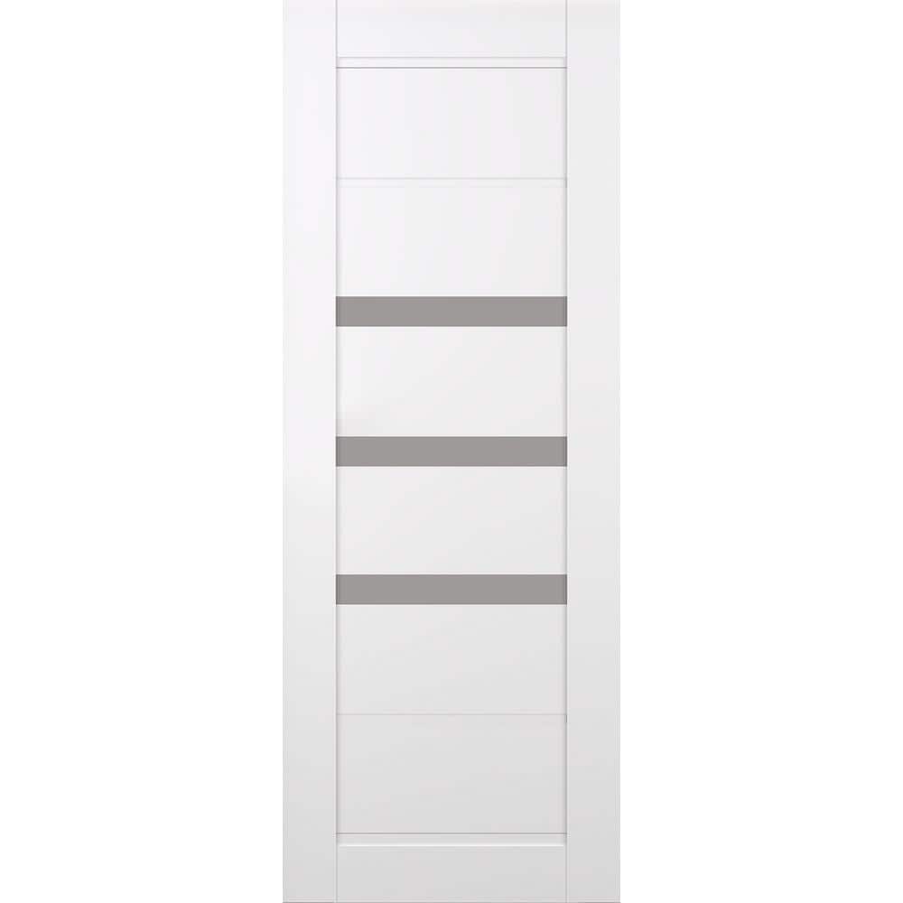 Rita 32 in. x 84 in. No Bore 3-Lite Frosted Glass Snow White Solid Wood Composite Interior Door Slab price history on PriceWatchPro