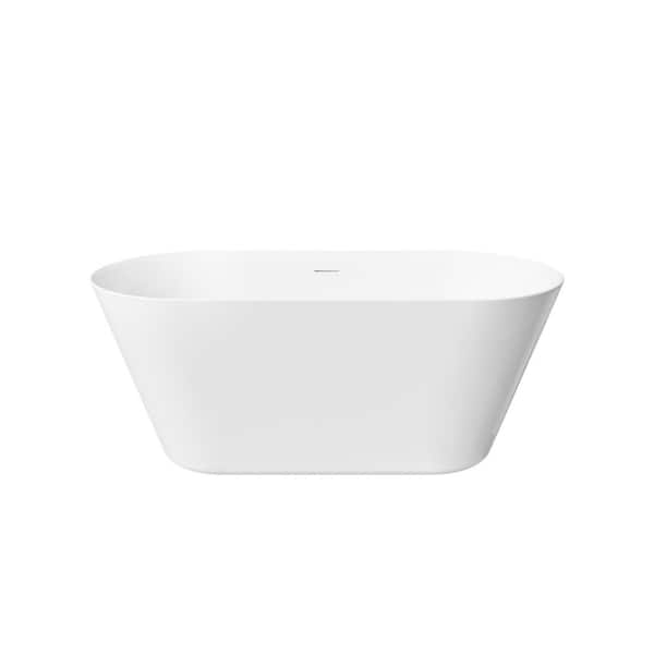 Sable 60 in. x 28.5 in. Acrylic Flatbottom Double Ended Freestanding Soaking Bathtub with Drain and Overflow in White