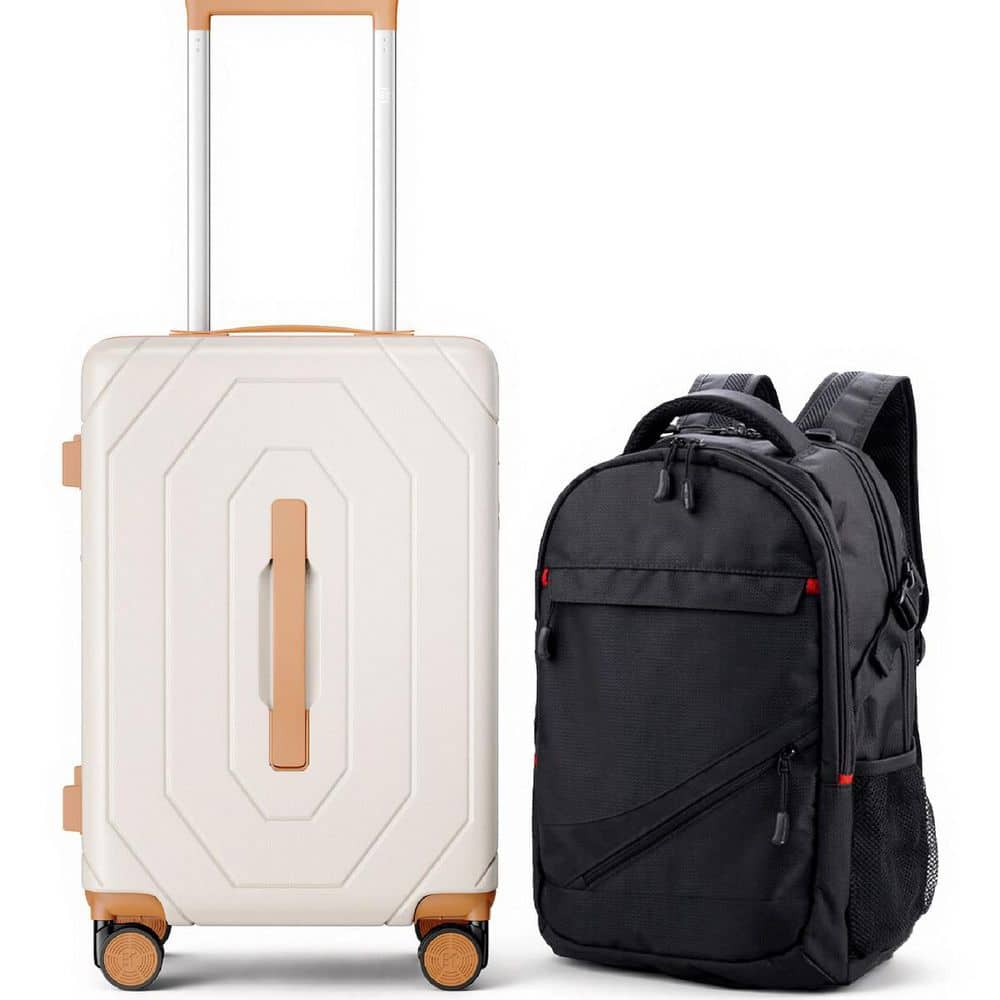 HONGGE 2-Piece Hardside Luggage Set and Backpack Set, with TSA