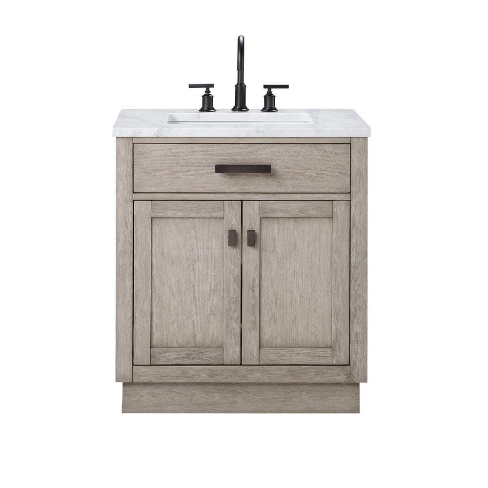 Chestnut 30'' Grey Oak Single Sink Bathroom Vanity with Bronze Hardware