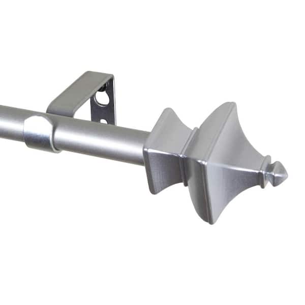 Rod Desyne 84 in. - 120 in. Telescoping 5/8 in. Single Curtain Rod Kit with Esta Finial in Satin Nickel