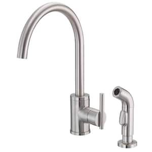 Parma Single-Handle Standard Kitchen Faucet with Side Spray in Stainless Steel