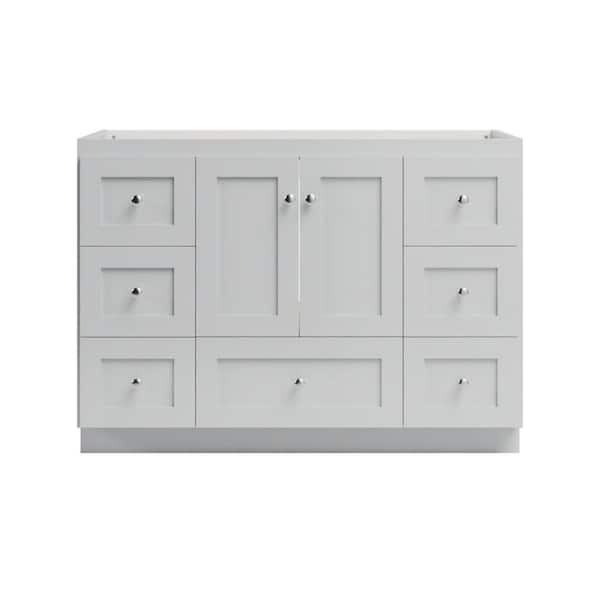 Simplicity by Strasser Shaker 48 in. W x 21 in. D x 34.5 in. H Bath Vanity Cabinet without Top in Dewy Morning