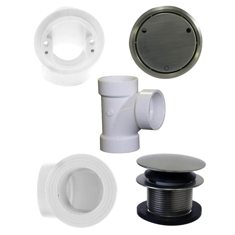 Bathtub Trim with Deep Soak Overflow Cover, Tip-Toe Drain and Sch. 40 PVC Fittings - Plumber's Pack, Satin Nickel price history on PriceWatchPro
