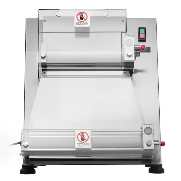 Pizza Dough Roller Sheeter, 3-16 in. Semi-automatic Stainless Steel Press, 390W Electric, Adjustable Thickness