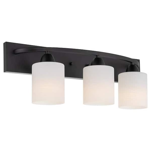Kira Home Claremont 24 in. 3-Lights Black Modern Bathroom Vanity Light