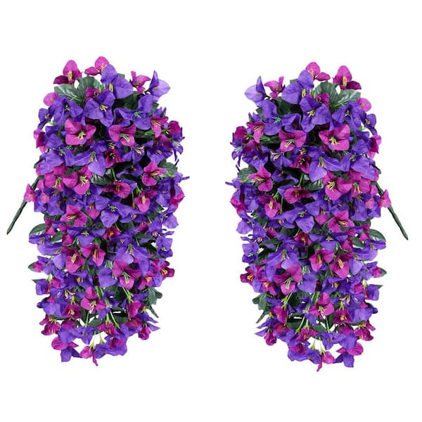 Dark Purple Artificial Bougainvillea Flowers, 2-Pack L0F4Q9J82L