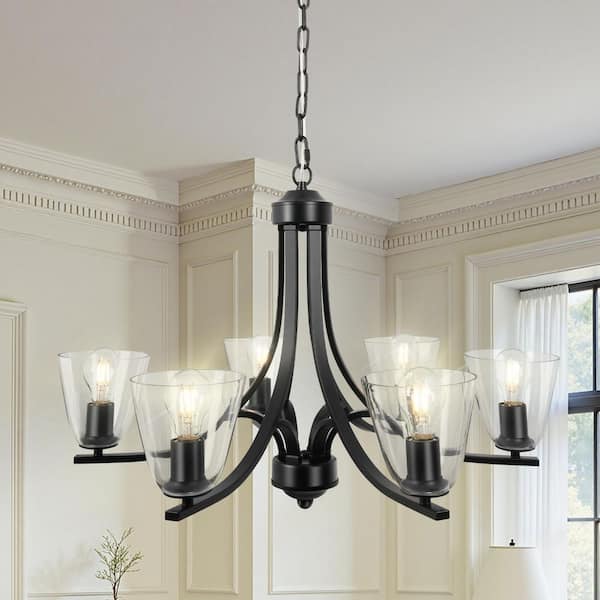 6-Light Black Rustic Vintage Chandeliers 31.5 in. Pendant Lighting Ceiling Hanging Light Fixture for Dining Room Kitchen