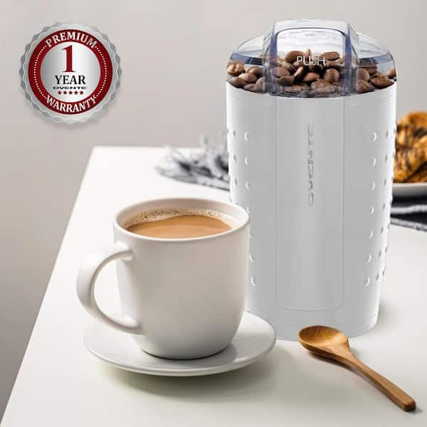 OVENTE 2.5 oz. White (CG225W) One-Touch Electric Coffee Grinder