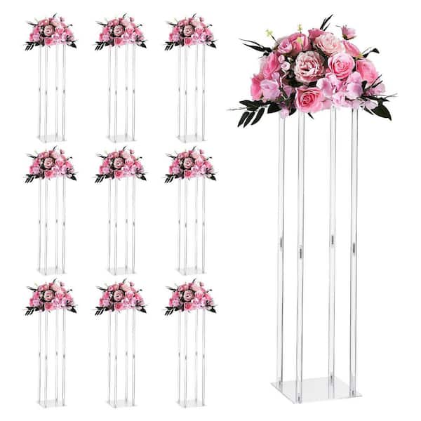 Wedding Flower Stand 10-Pieces 31.5 in. Column Stand, Centerpiece Stands, Stands with Acrylic Laminate Clear 2025-Update