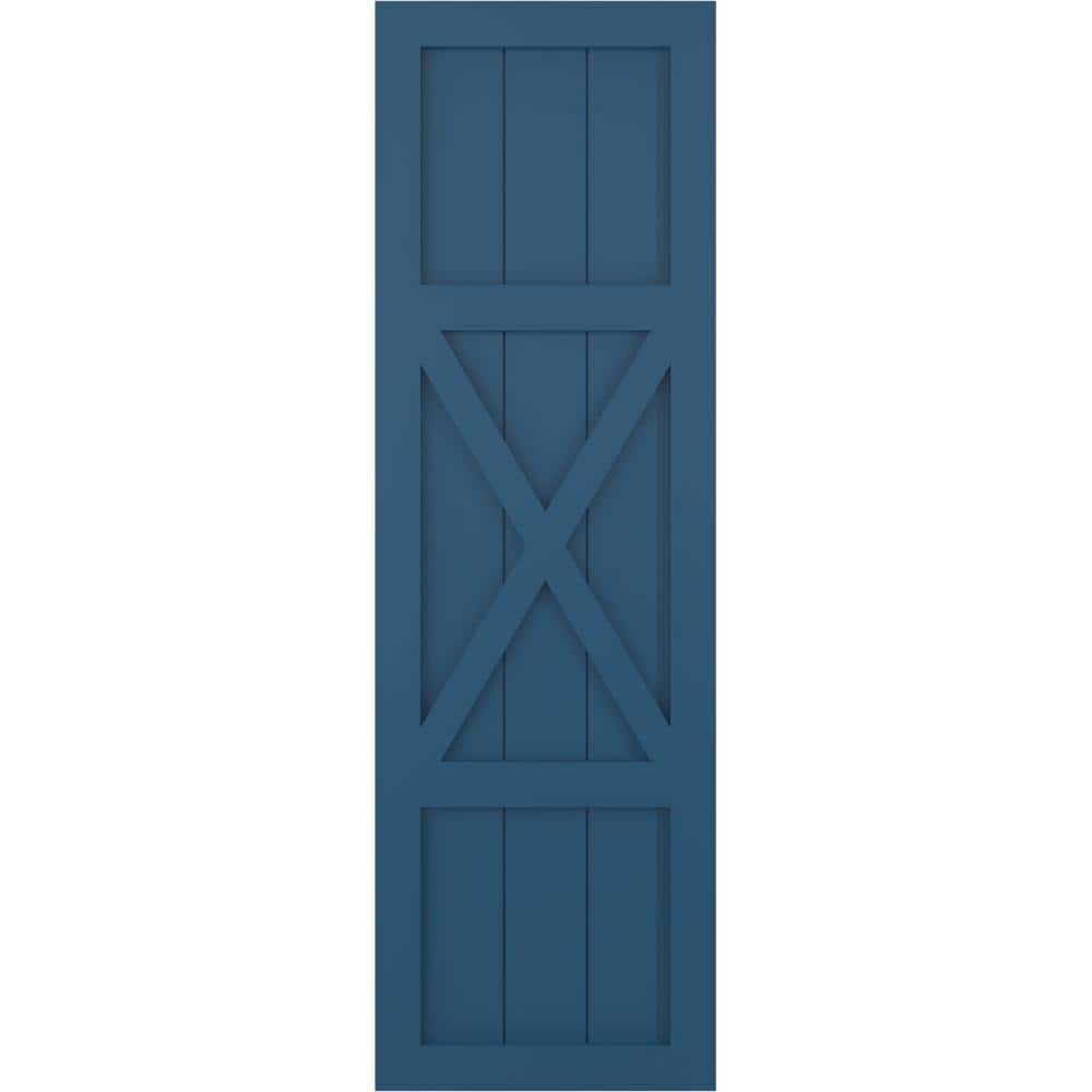 15 in. x 29 in. True Fit PVC Center X-Board Farmhouse Fixed Mount Board and Batten Shutters Pair in Sojourn Blue price history on PriceWatchPro