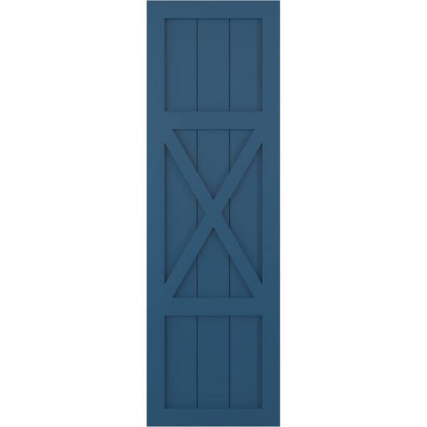 Ekena Millwork 18 in. x 79 in. True Fit PVC Center X-Board Farmhouse Fixed Mount Board and Batten Shutters, Sojourn Blue (Per Pair)