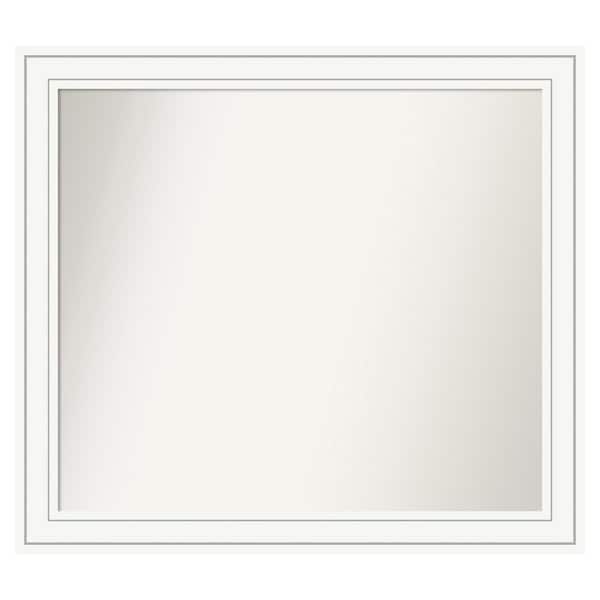 Amanti Art Craftsman White 37 in. x 33 in. Custom Non-Beveled Satin Wood Framed Bathroom Vanity Wall Mirror