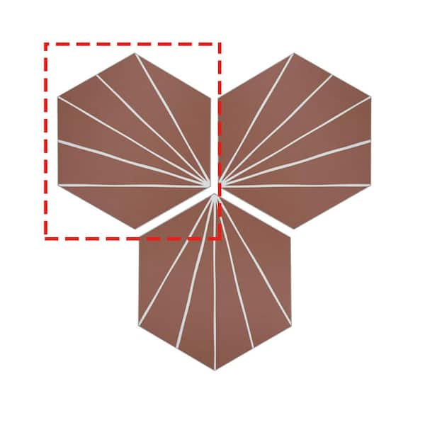 sunwings Art Deco Hexagon 6 in. x 7 in. Terracotta Peel and Stick Backsplash Stone Composite Wall Tile (1-Piece, 0.22 sq. ft.)