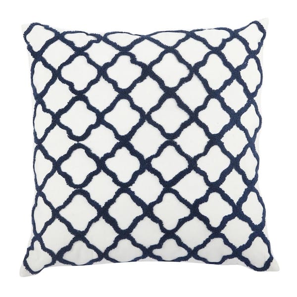 A & B Home White, Blue 6 in. x 20 in. Throw Pillow
