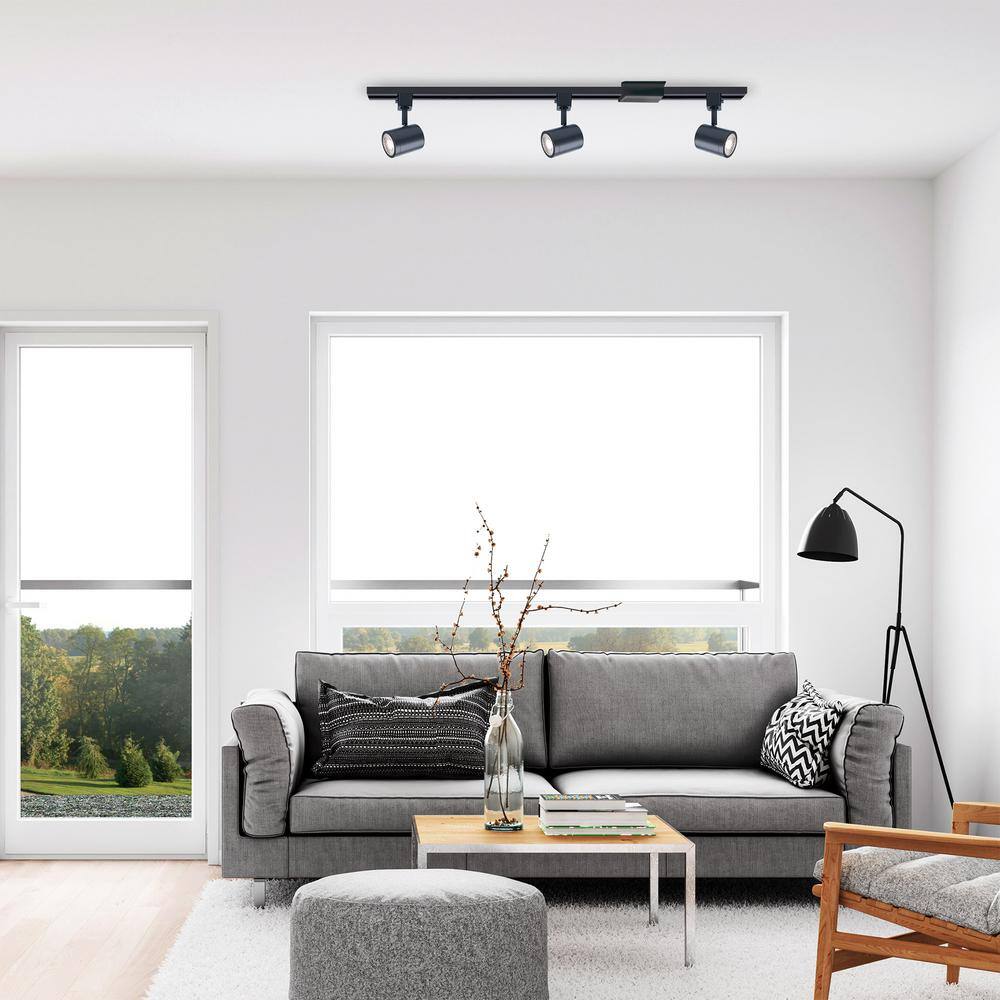Sleek Black Aluminum 6-Light LED Track Lighting with Clear Glass Lens