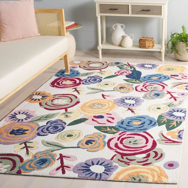 Jardin 8 ft. x 10 ft. Ivory/Pink Floral Patches Area Rug