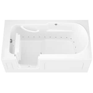 HD Series 30 in. x 60 in. Left Drain Step-In Walk-In Air Tub in White