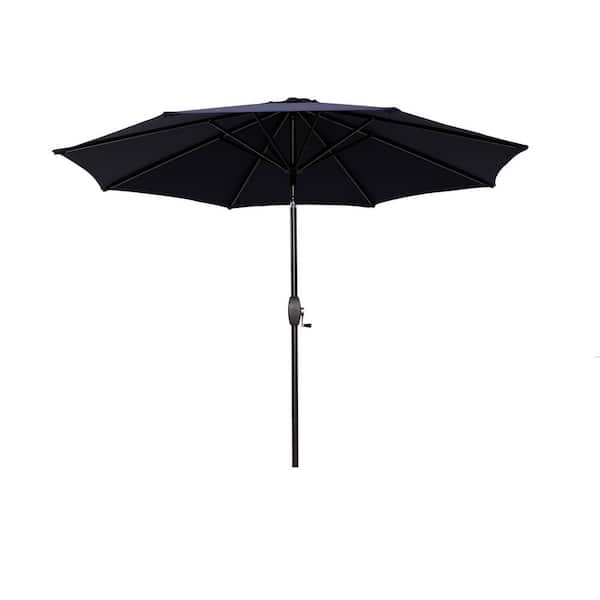 maocao hoom 9 ft. Aluminum Outdoor Market Patio Umbrella with Push Button Tilt and Crank in Dark Blue