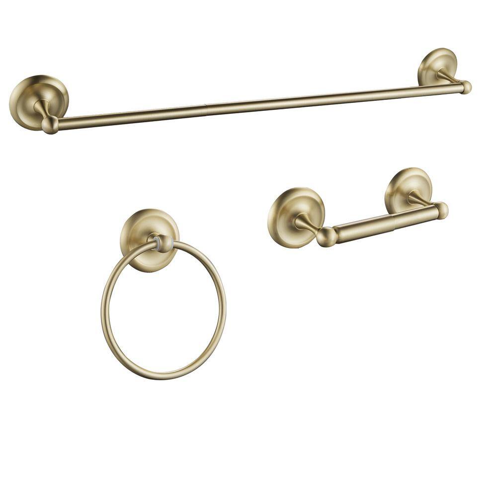 Brushed Gold 3-Piece Metal Bathroom Hardware Set