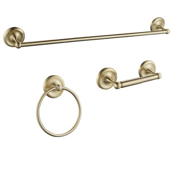 FORIOUS 3-Piece Bath Hardware Set with Included Mounting Hardware in Gold