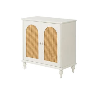 31.50 in. W x 15.70 in. D x 32.30 in. H Antique White Free Standing Linen Cabinet with Doors and Shelves