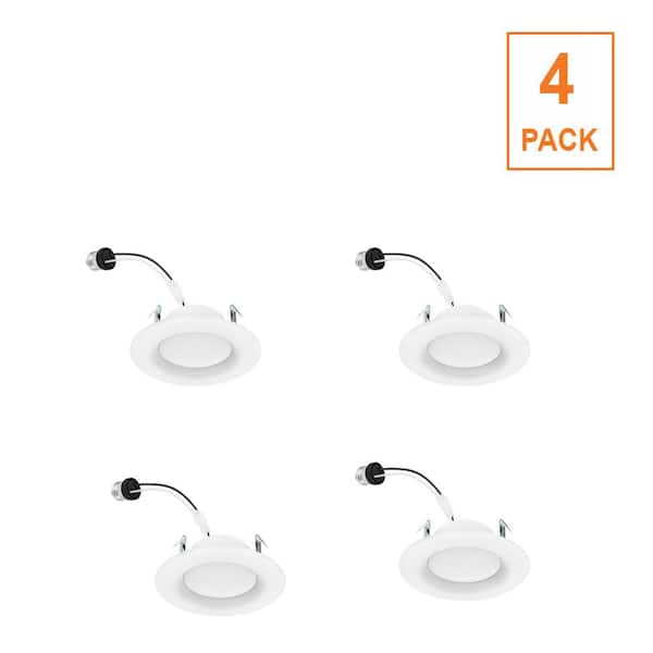 4 in. Integrated LED Recessed Retrofit Light Trim 5000K CEC-T20, (4-Pack)