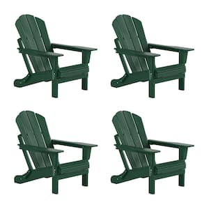 Laguna 4-Pack Fade Resistant Outdoor Patio HDPE Poly Plastic Classic Folding Adirondack Chairs in Dark Green