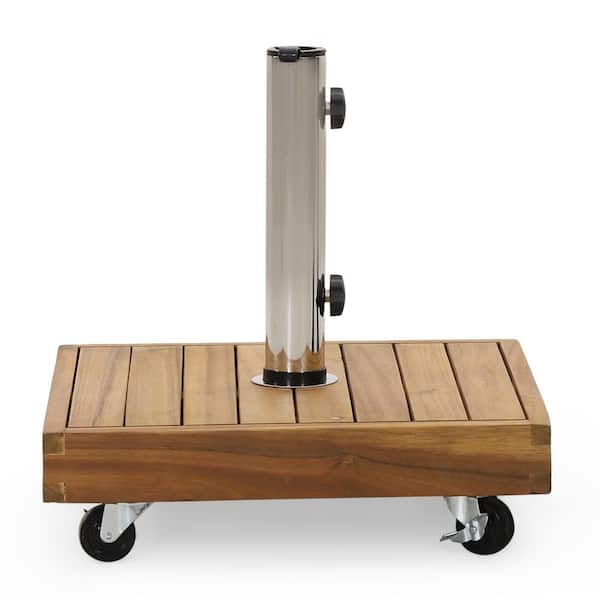 Noble House Ralph 44 lbs. Wood Patio Umbrella Base in Teak Brown