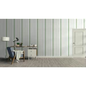 Smart Stripes 3 Green/Blue/White Casual Stripe Matte Finish Non-Pasted Vinyl on Non-Woven Wallpaper Sample